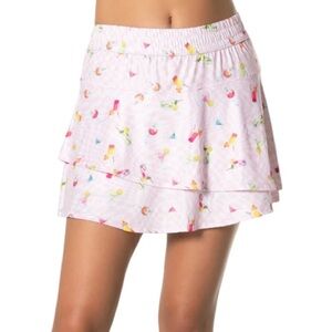 Lucky In Love Cocktail Medley Pink White Checkered Pickleball Skort Short Med